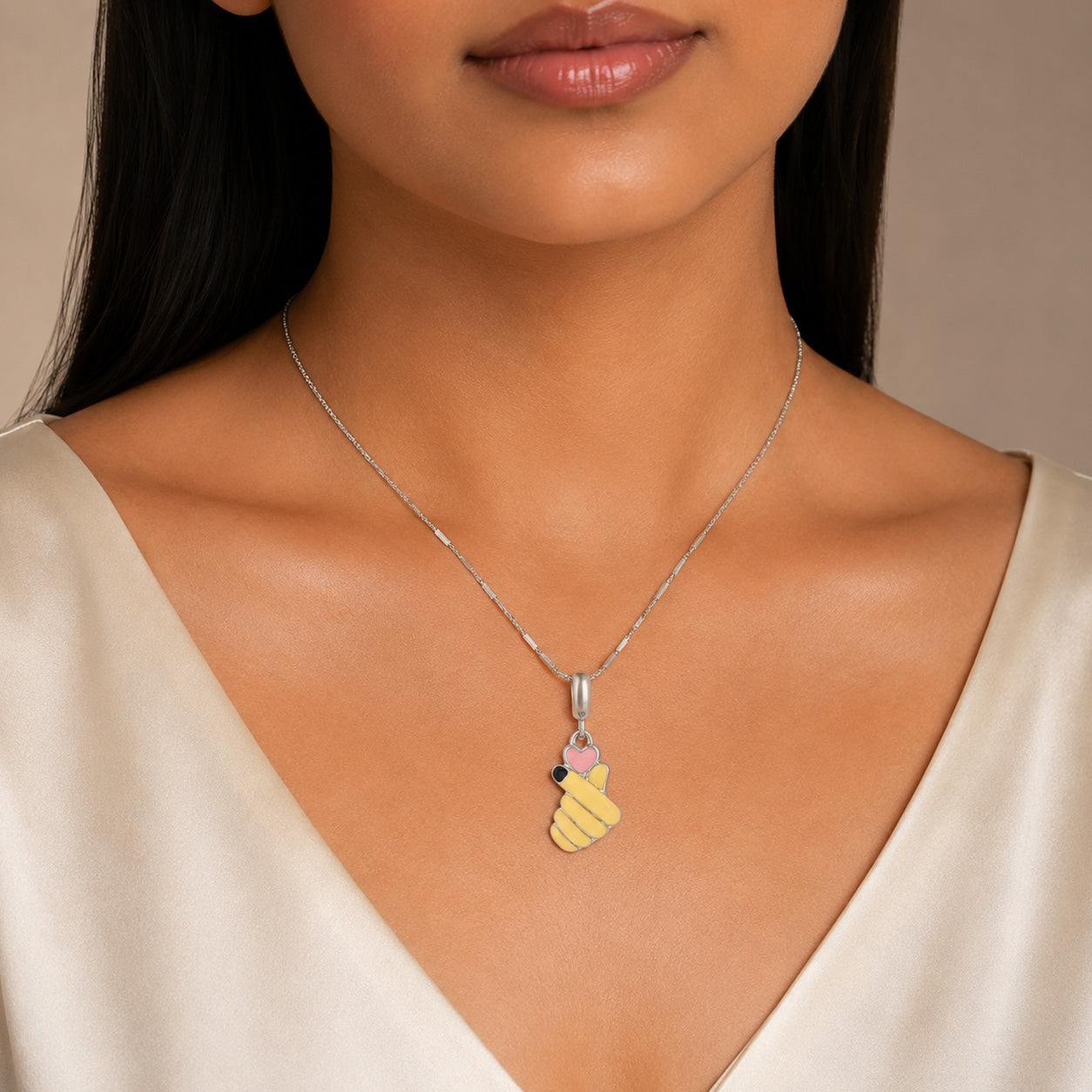 Loving Gesture 925 Sterling Silver Enamel Pendant
