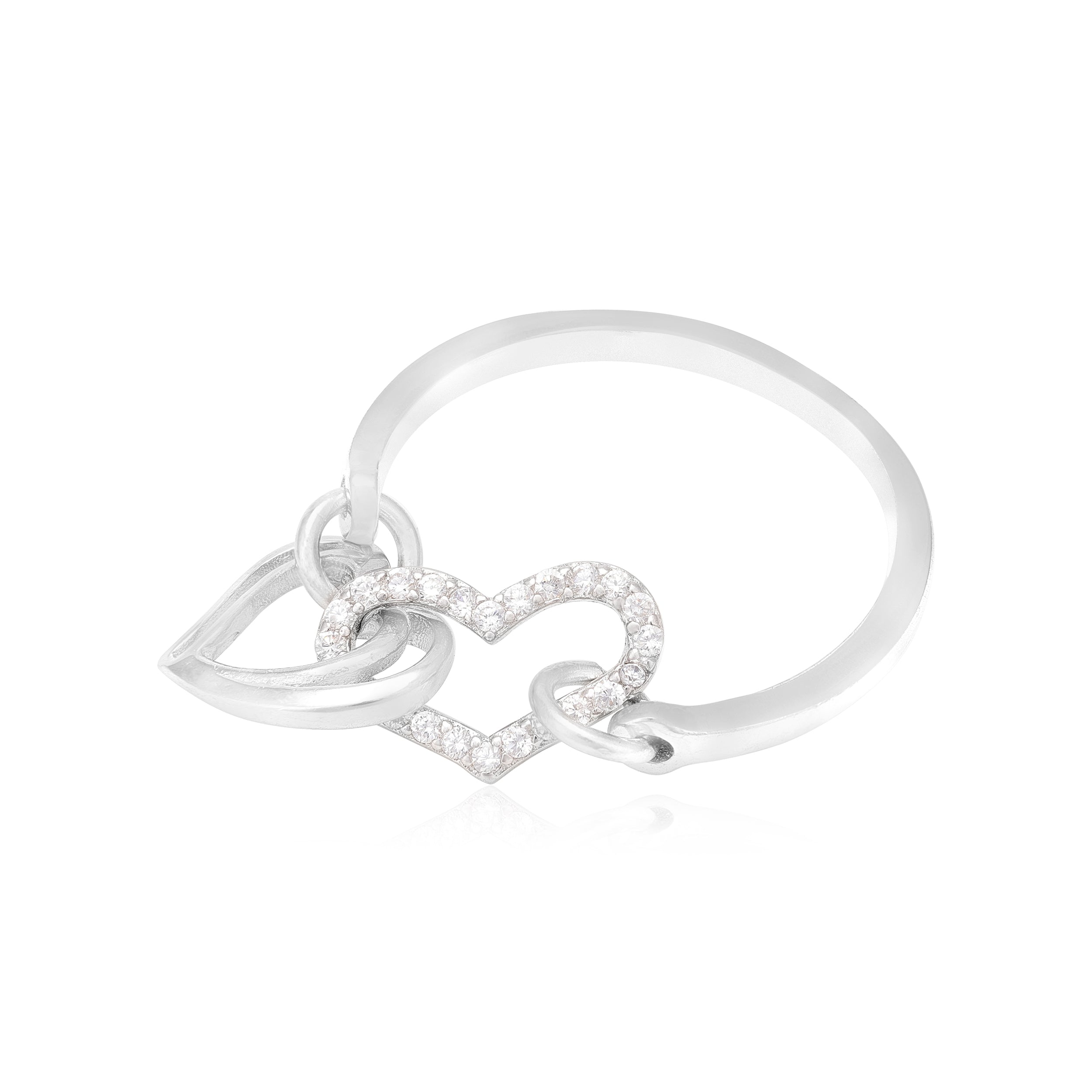 Loving Contrast Rhodium 925 Heart Rings