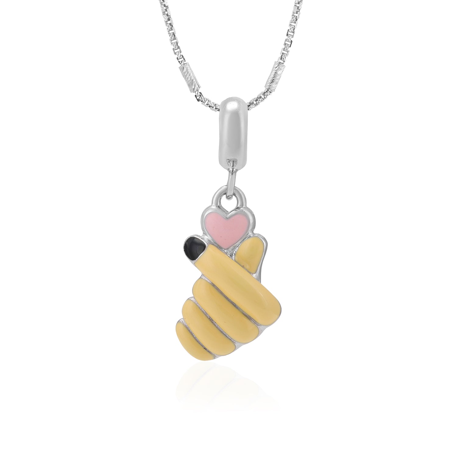 Loving Gesture 925 Sterling Silver Enamel Pendant
