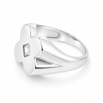 Lucky Clover Signet Silver Ring