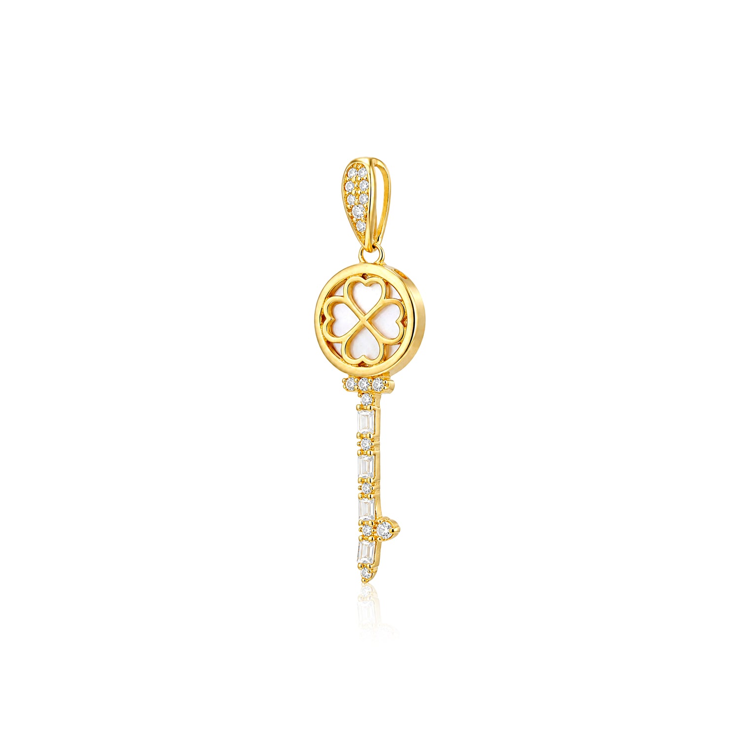 Lucky Key 925 Sterling Silver Sparkle Pendant