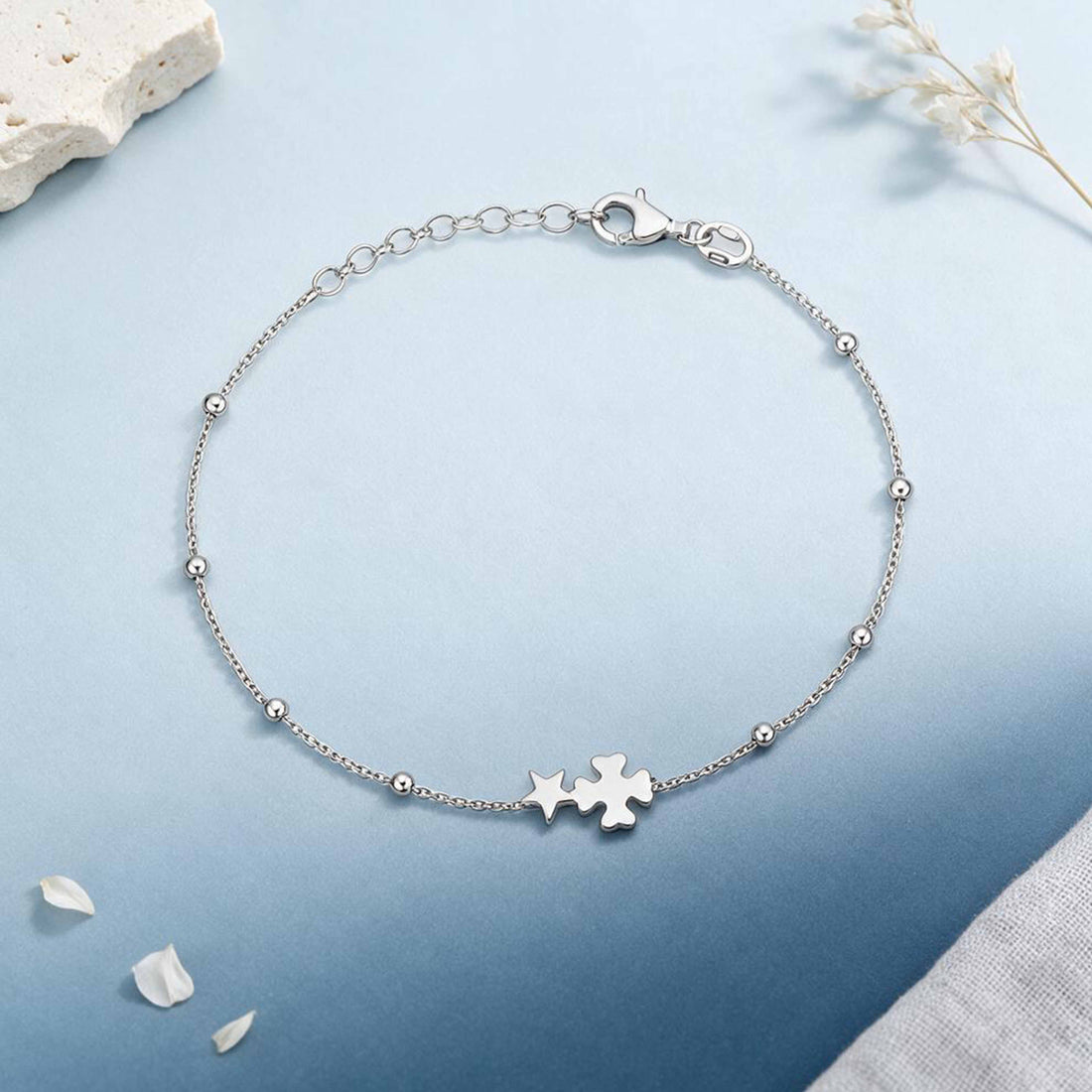 Lucky Star Blossom Silver Delicate Bracelet