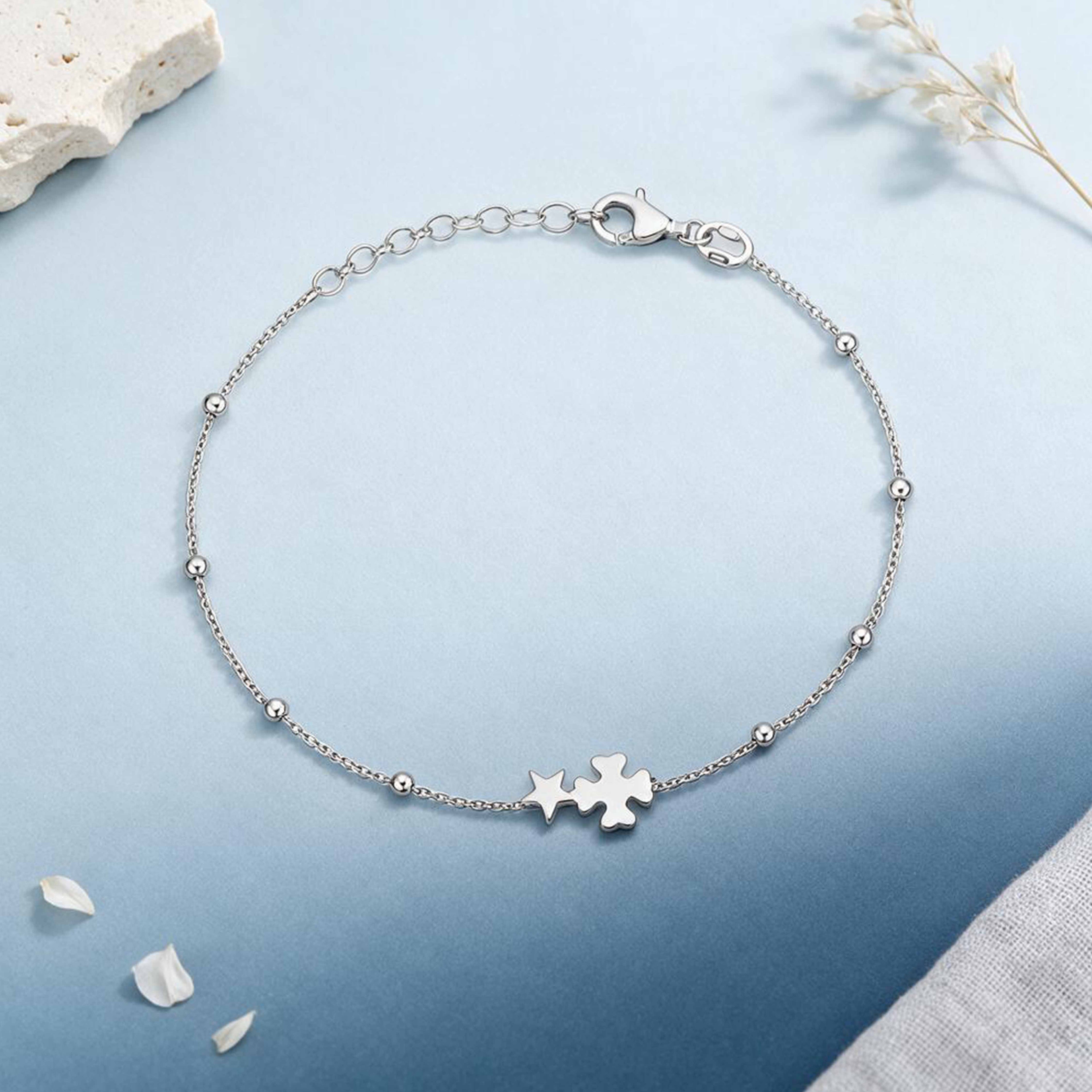 Lucky Star Blossom Silver Delicate Bracelet