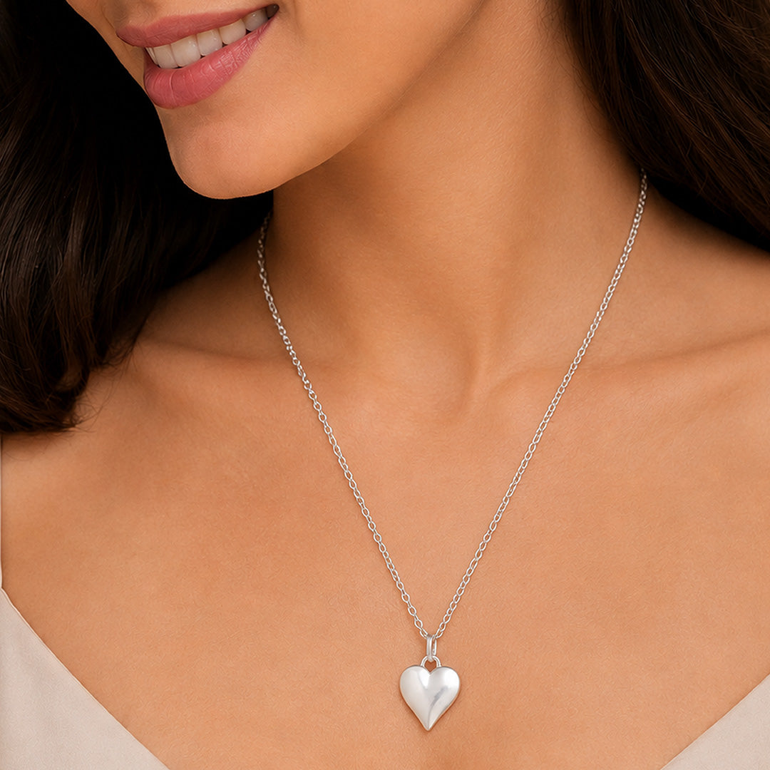 Luminous Heart Crystal Silver Minimal Designer Pendant Chain