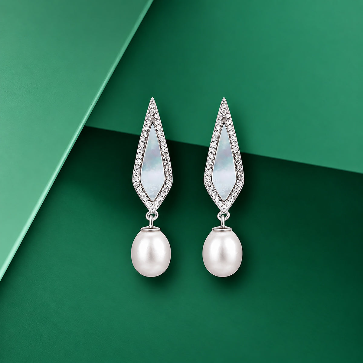 Luminous Pearl Drop 925 Sterling Silver Earrings for Women