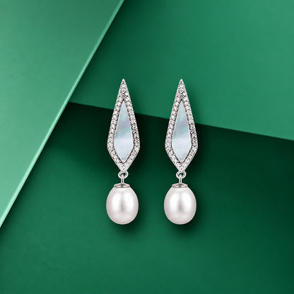 Luminous Pearl Drop 925 Sterling Silver Earrings for Women