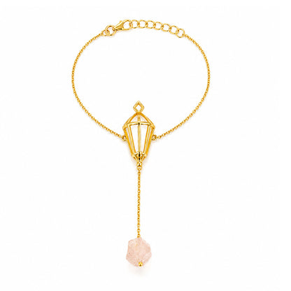 Luminous Cage Pendant Blush Crystal Designer Chain Bracelet
