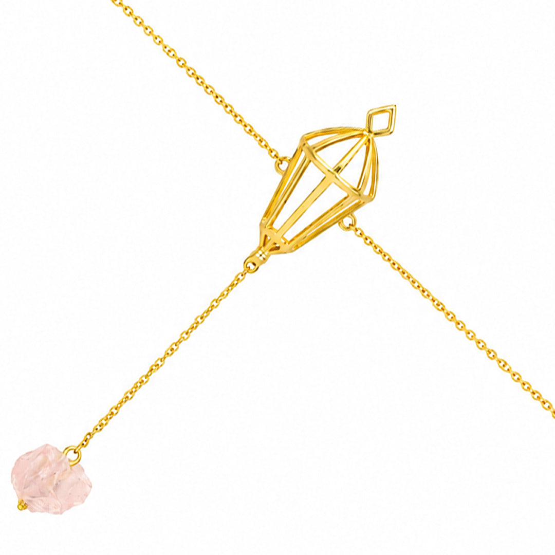 Luminous Cage Pendant Blush Crystal Designer Chain Bracelet