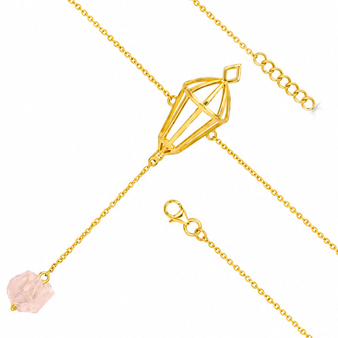 Luminous Cage Pendant Blush Crystal Designer Chain Bracelet