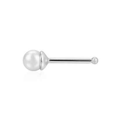 Luminous Classic Pearl Silver Nose Pin