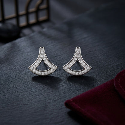 Luminous Curved Mosaic 925 Sterling Silver Stud for women