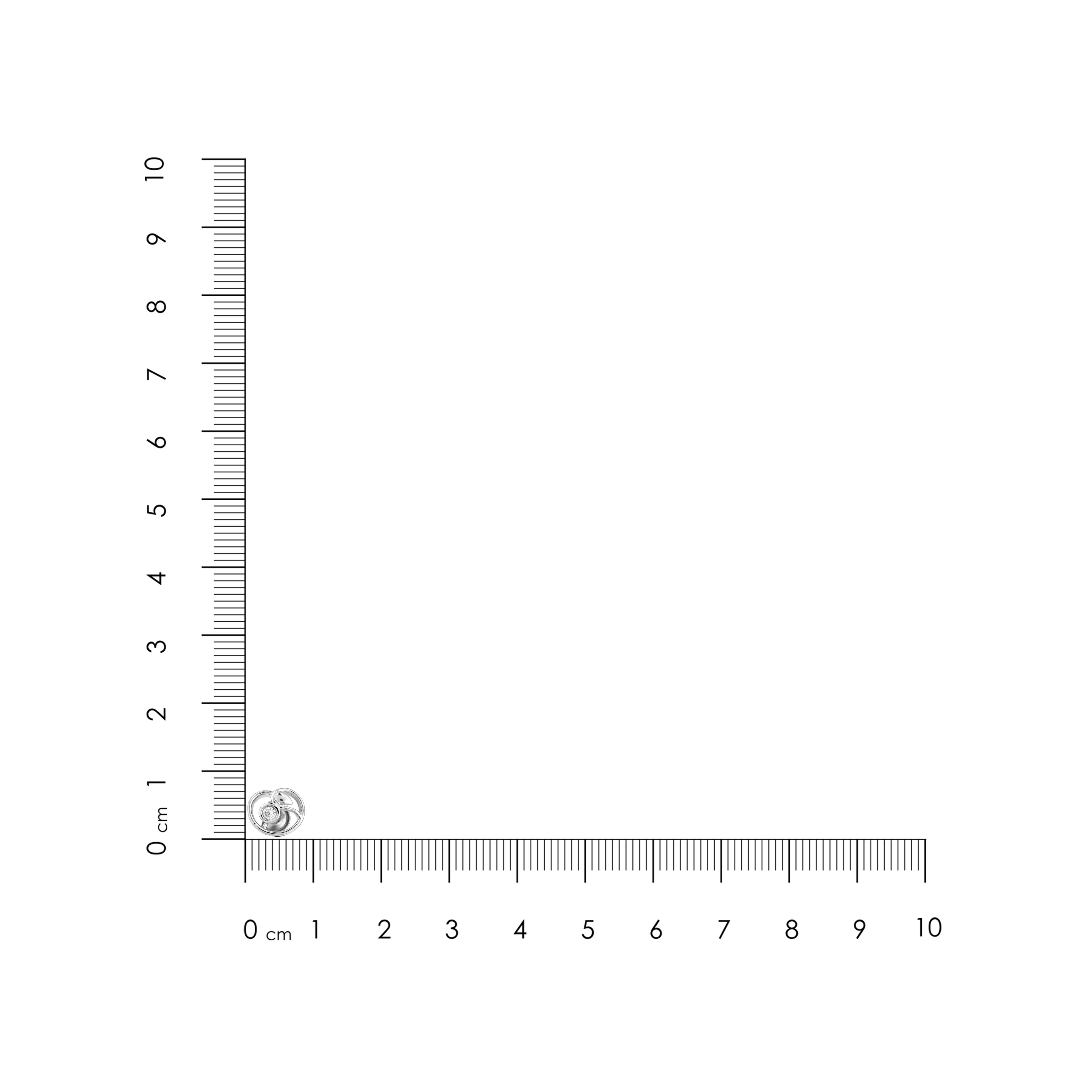 Small round object next to a ruler on a white background