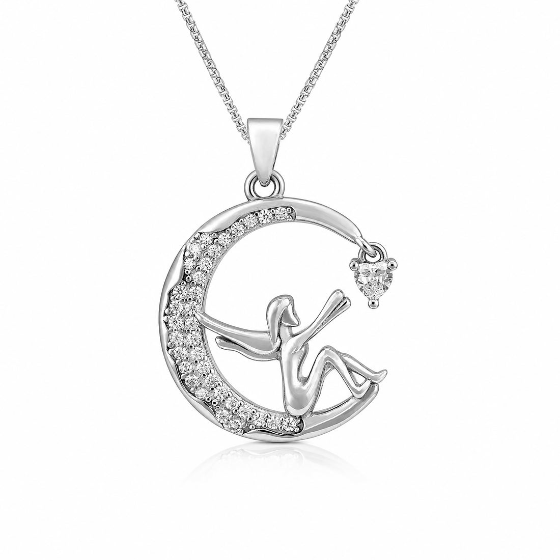 Luminous Fairy Moon Sparkle 925 Sterling Silver Pendant for women