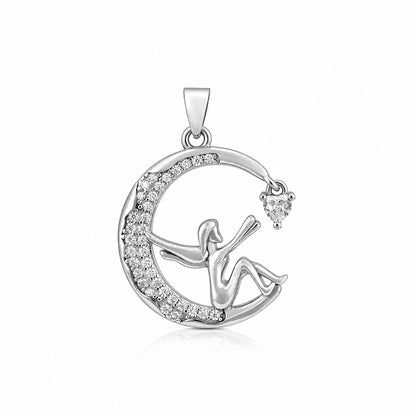 Luminous Fairy Moon Sparkle 925 Sterling Silver Pendant for women