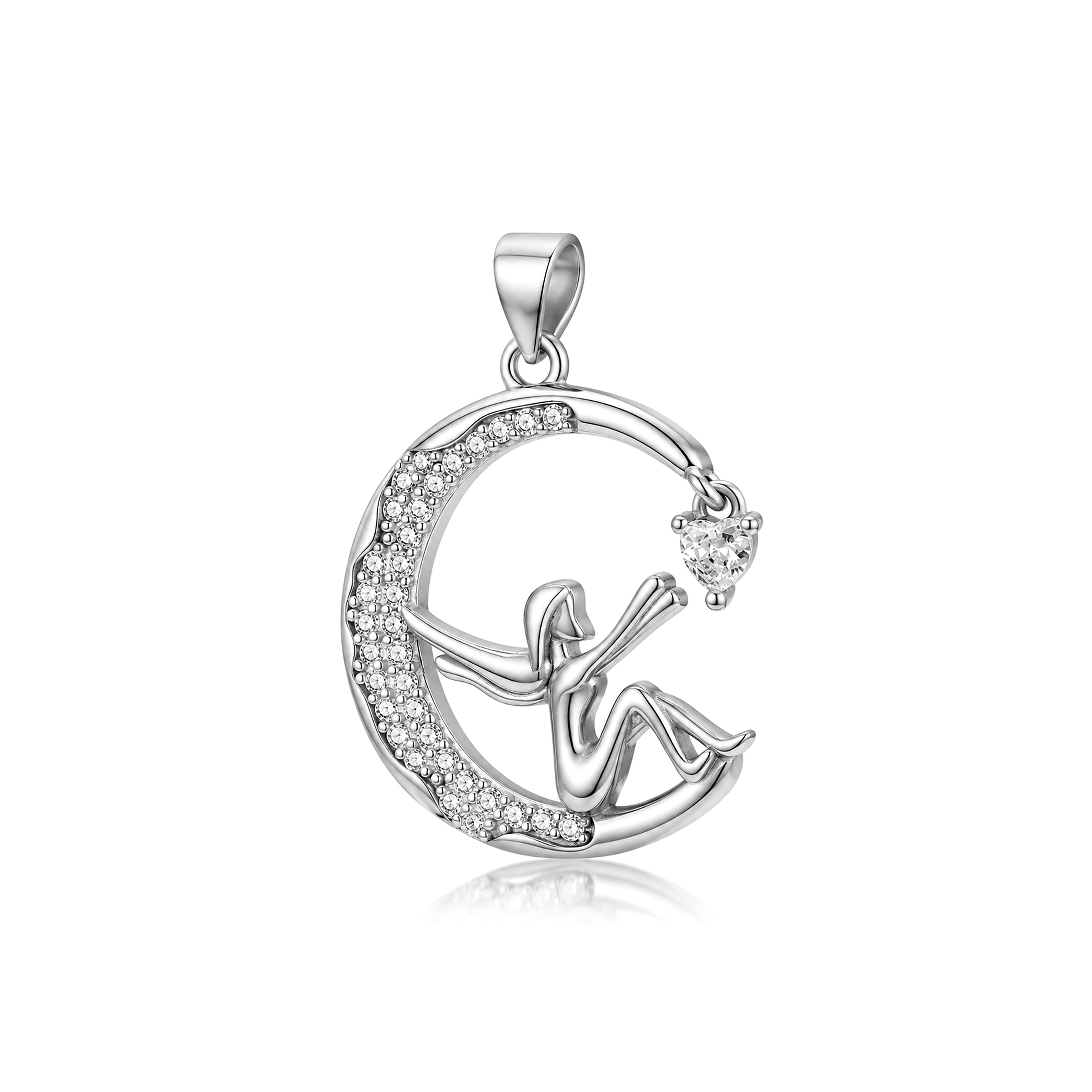 Luminous Fairy Moon Sparkle 925 Sterling Silver Pendant for women