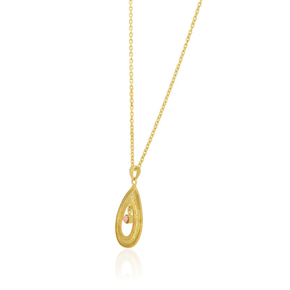Luminous Floral Blossom Golden Sculpted Designer Pendant Chain