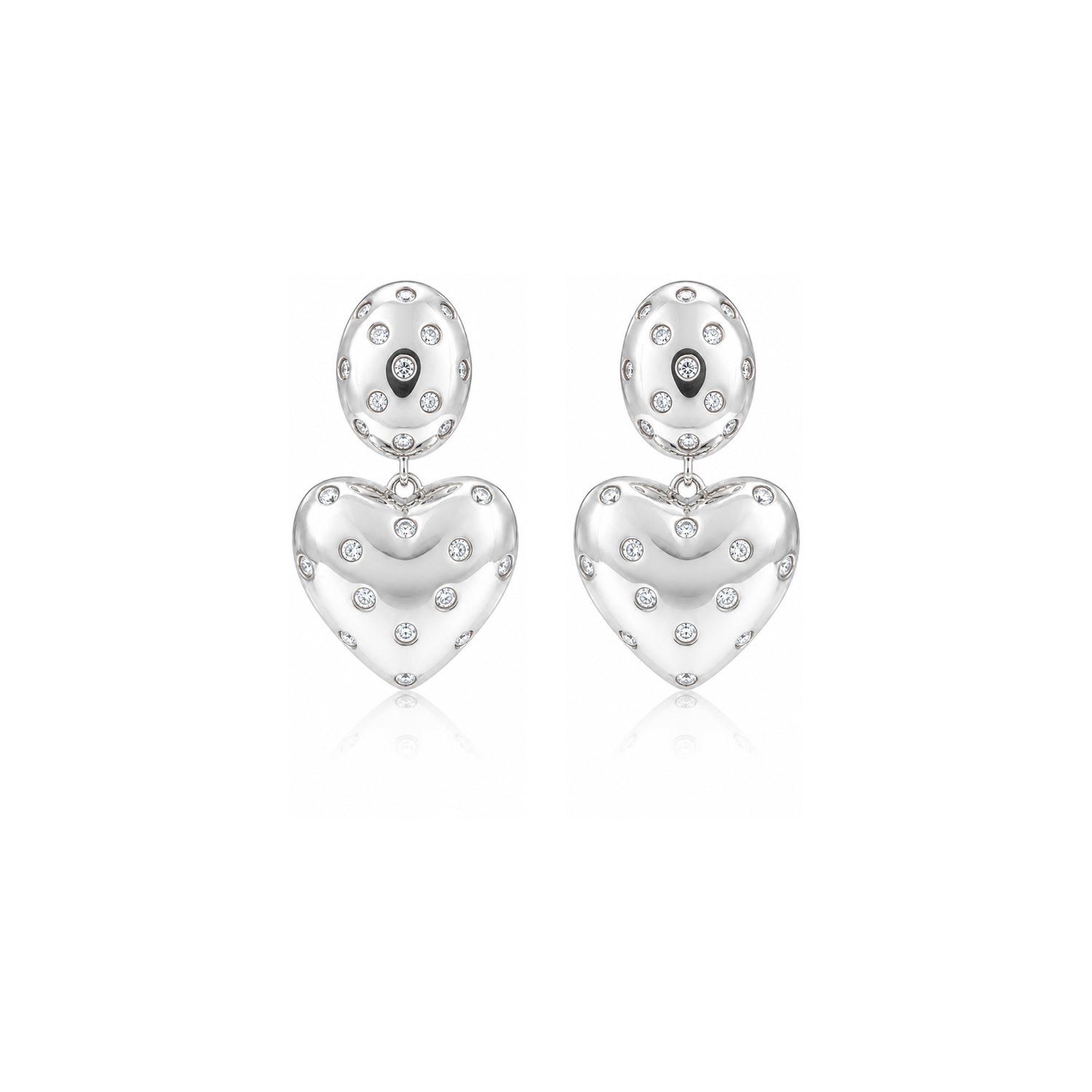 Luminous Heart Charm Crystal Silver Elegant Drop Earring
