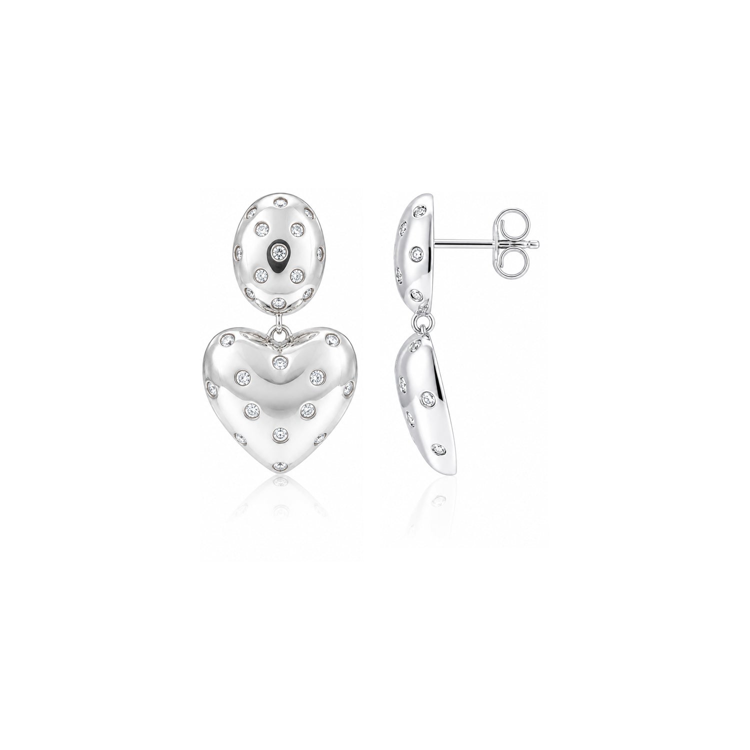 Luminous Heart Charm Crystal Silver Elegant Drop Earring
