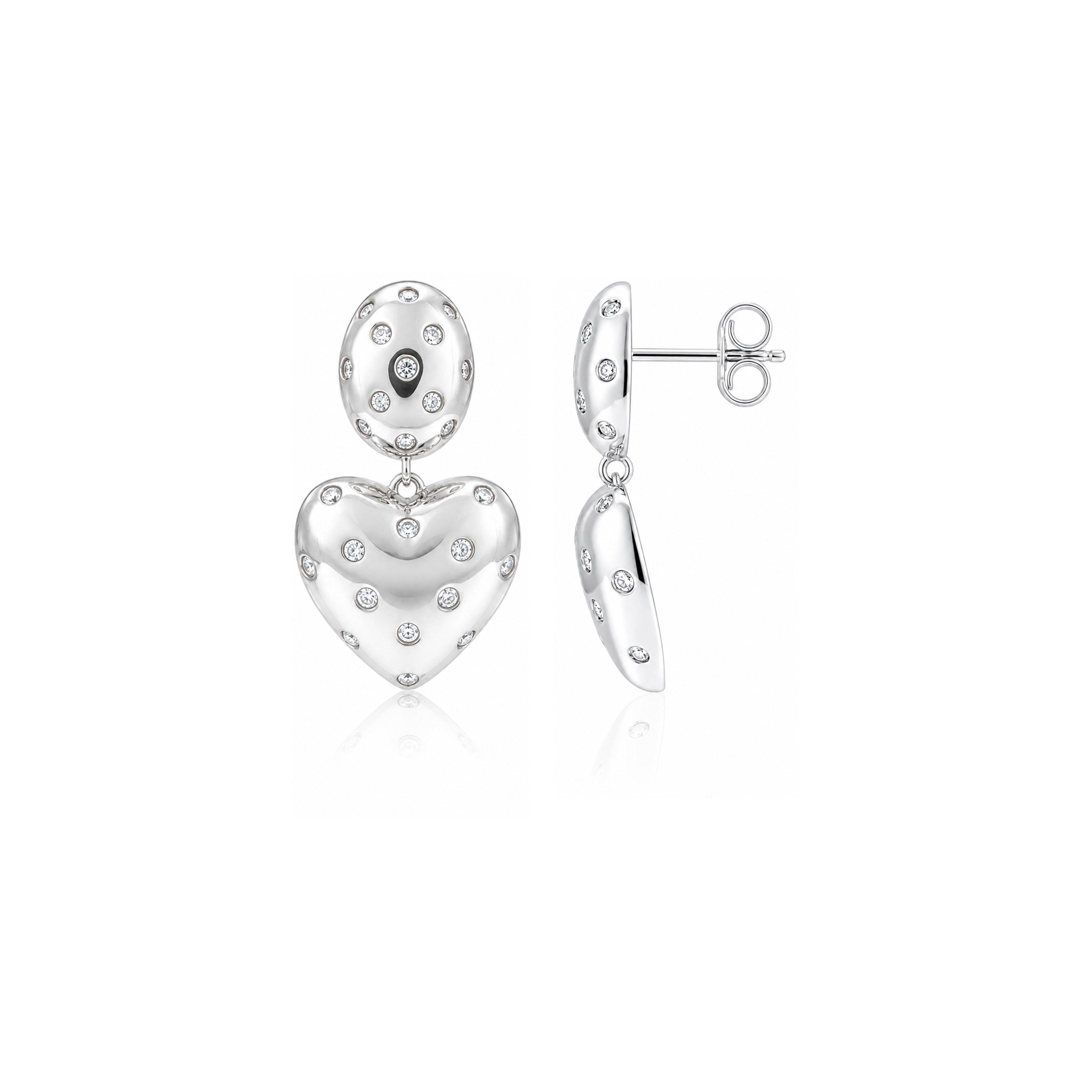 Luminous Heart Charm Crystal Silver Elegant Drop Earring