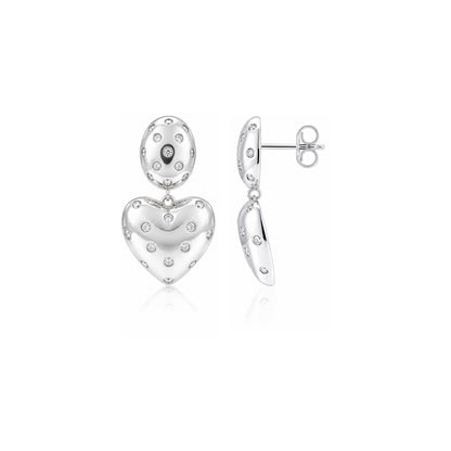 Luminous Heart Charm Crystal Silver Elegant Drop Earring
