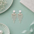 Luminous Pearl Crystal Waterfall Rose Gold Drop Earring