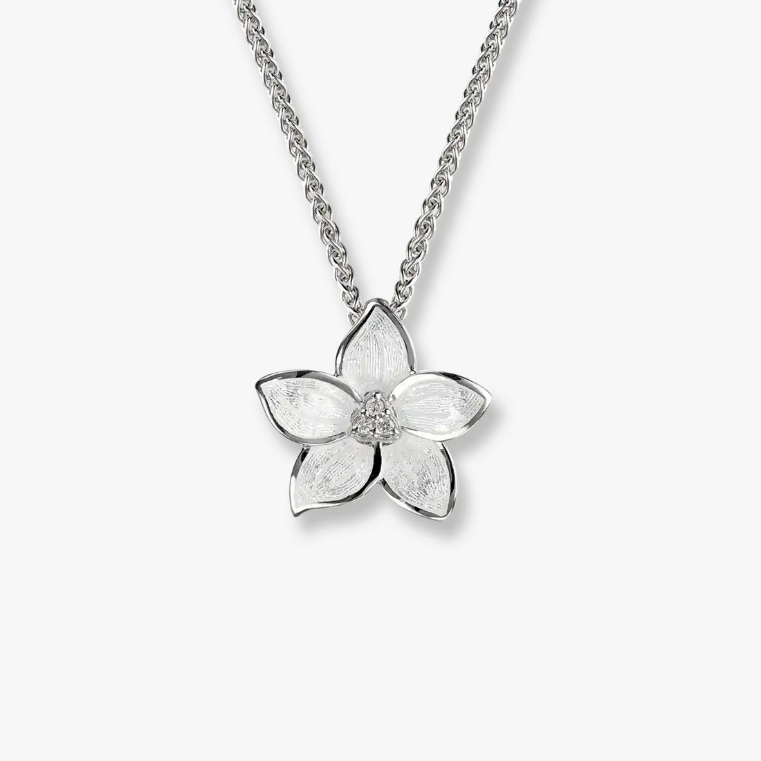 Luminous Rhodium  925 Ivory Flower Chain Pendants