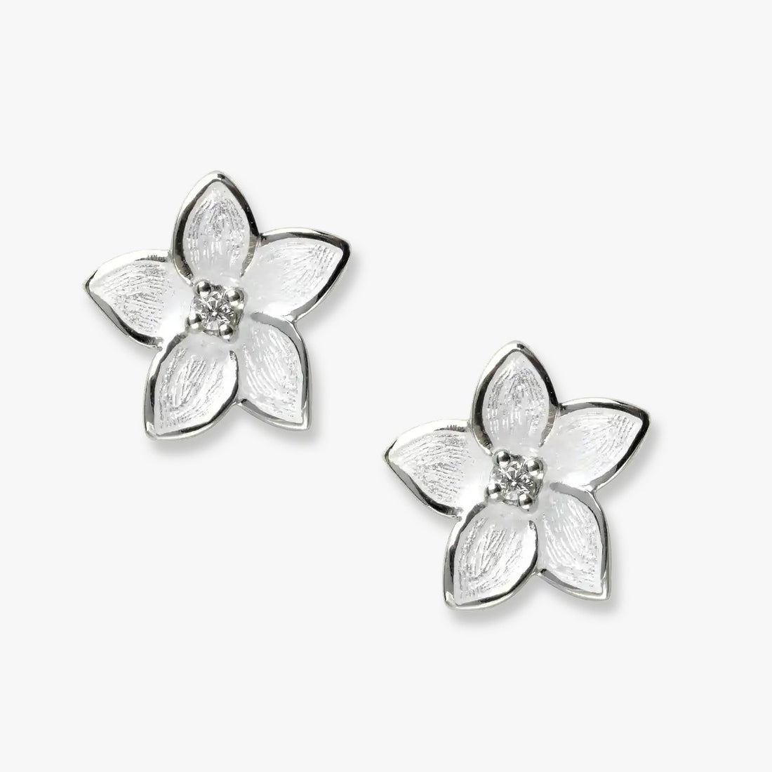 Luminous Rhodium  925 Ivory Flower Earrings