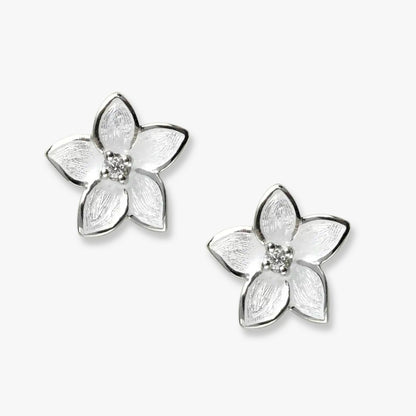 Luminous Rhodium  925 Ivory Flower Earrings