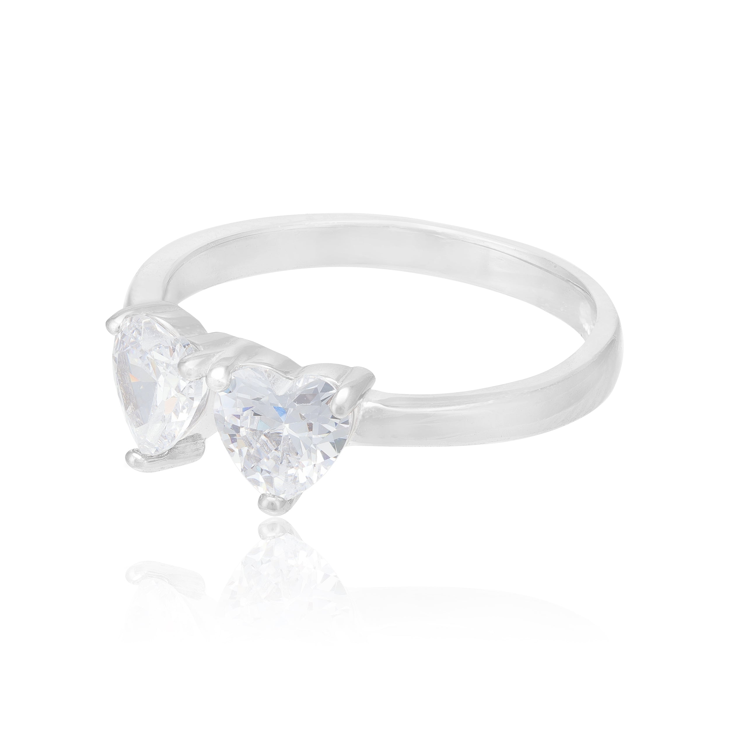 Luminous Rhodium 925 Twin Heart Ring