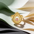 Luminous Teardrop Crest Pink Gem Golden Designer Ring