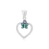 Lush Green Enamel Wings 925 Shimmering Heart Pendants