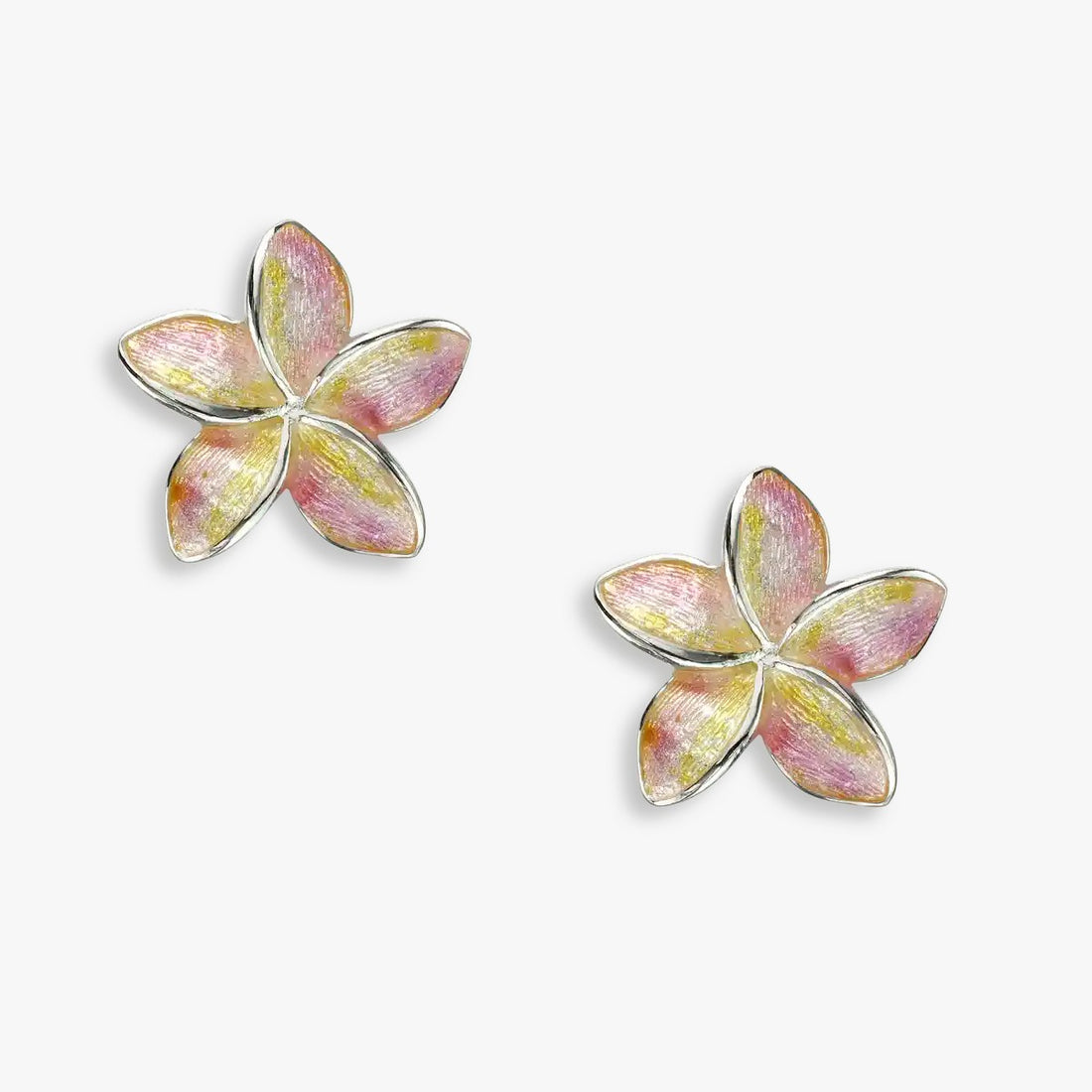 Lush Pink Plumeria Rhodium 925 Flower Studs