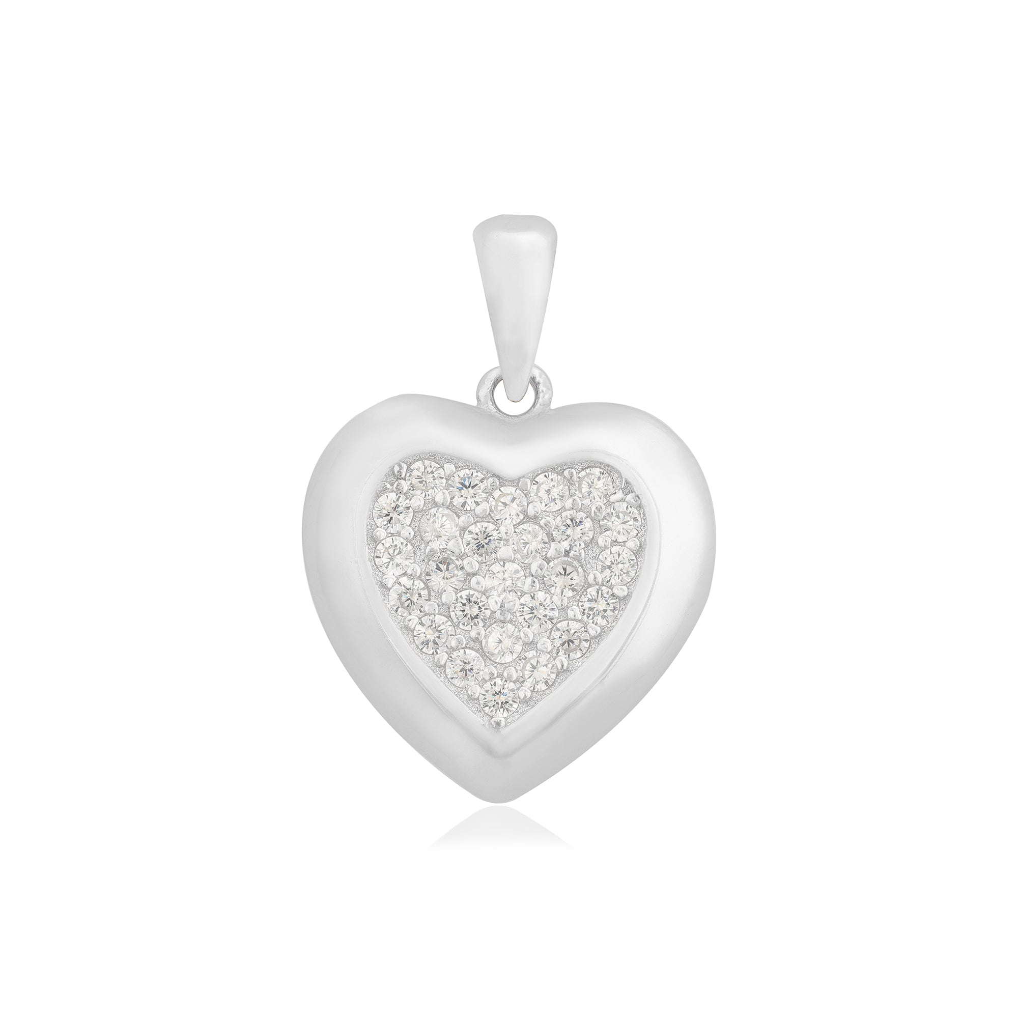 Lustrous Heart Rhodium Pendants