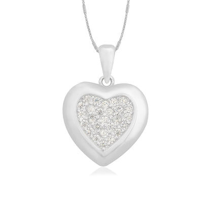 Lustrous Heart Rhodium Plated Pendants