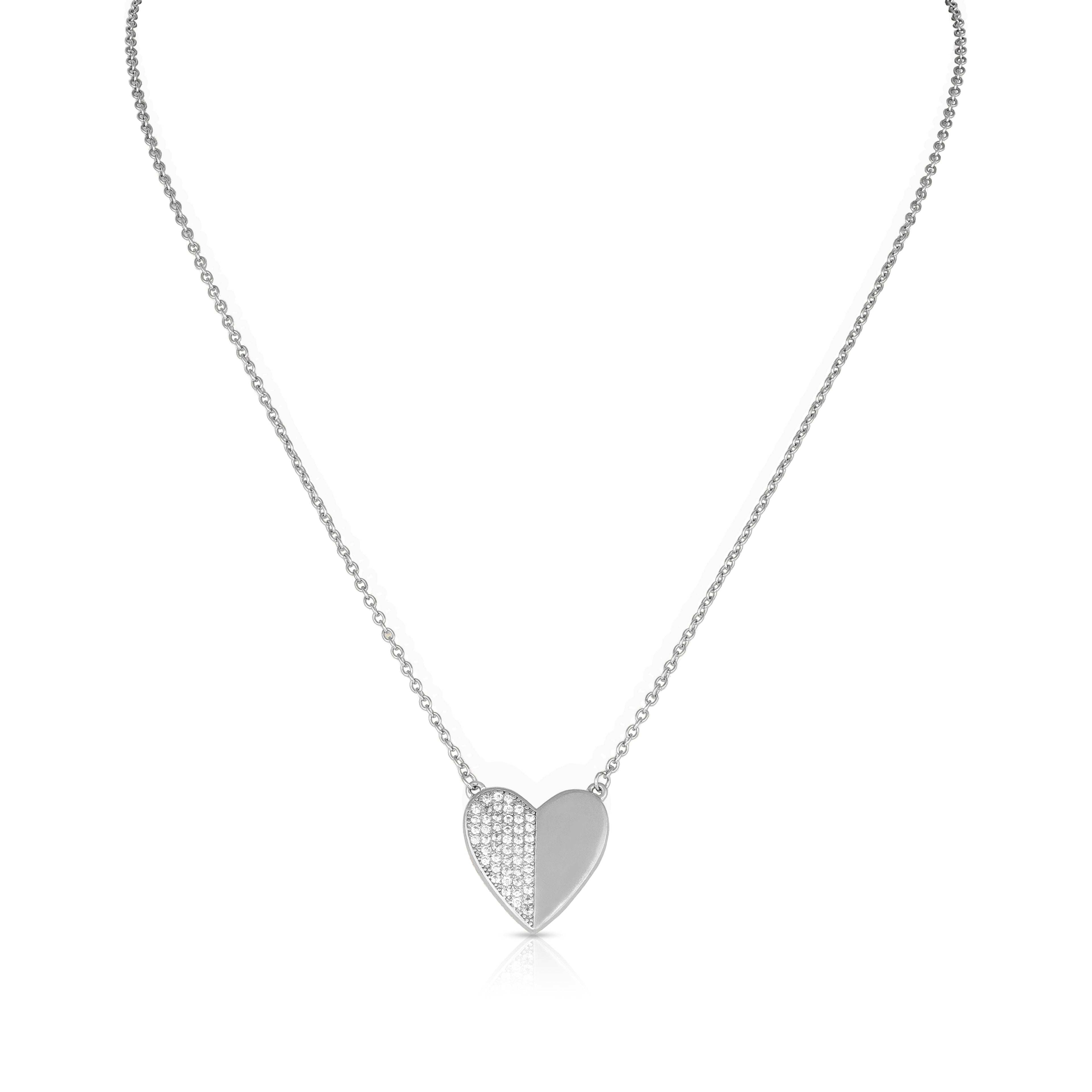 Lustrous Two-Tone Love 925 Sterling Silver Chain Pendant for Women