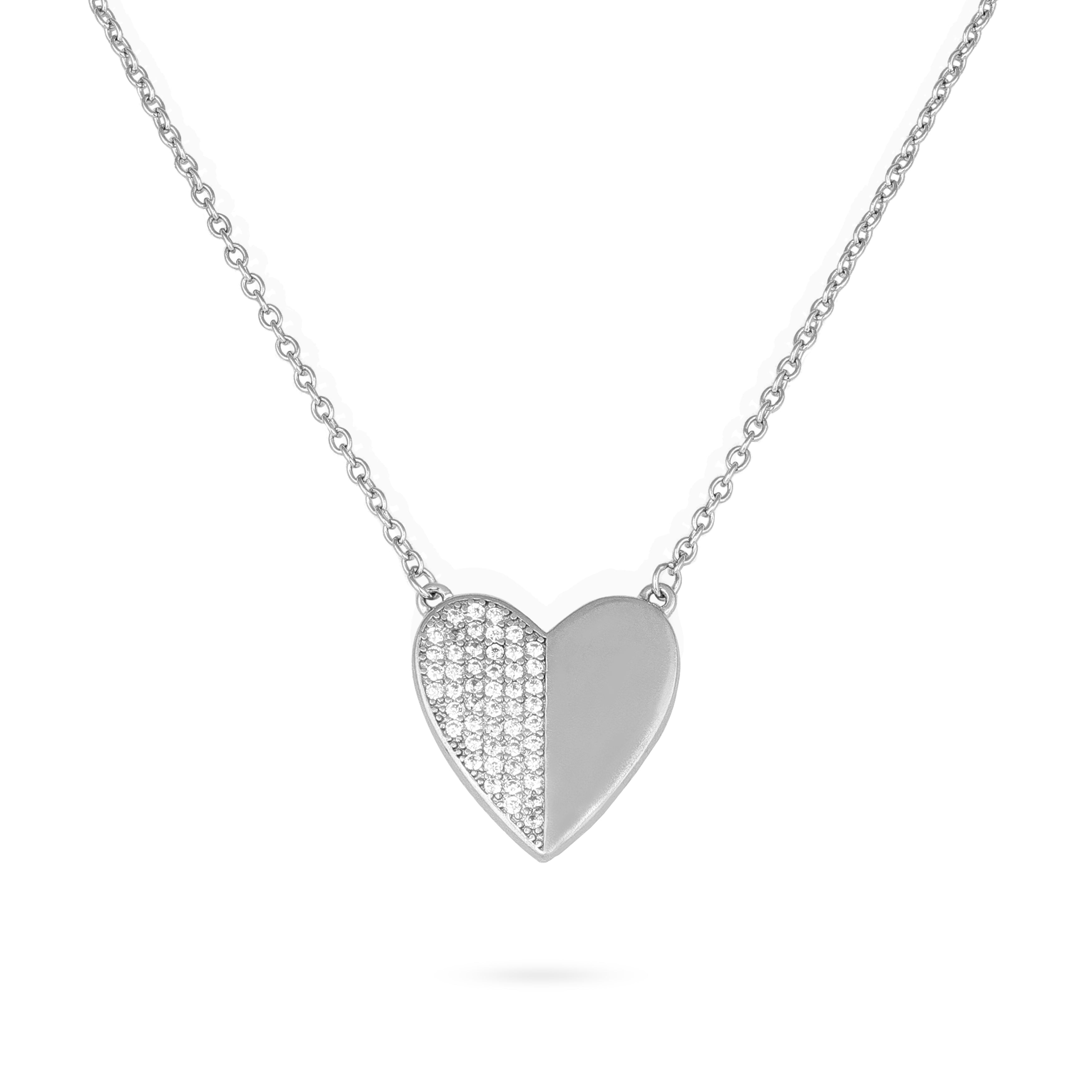 Lustrous Two-Tone Love 925 Sterling Silver Chain Pendant for Women