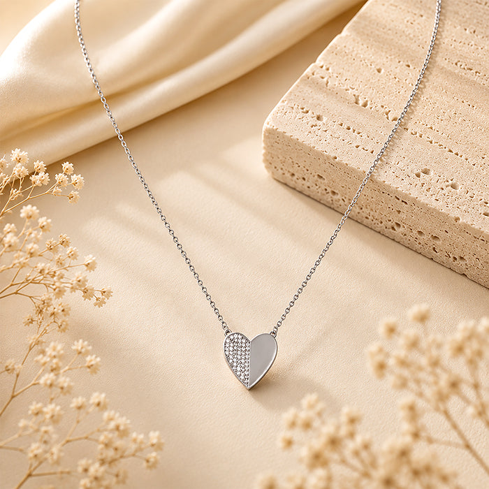 Lustrous Two-Tone Love 925 Sterling Silver Chain Pendant for Women
