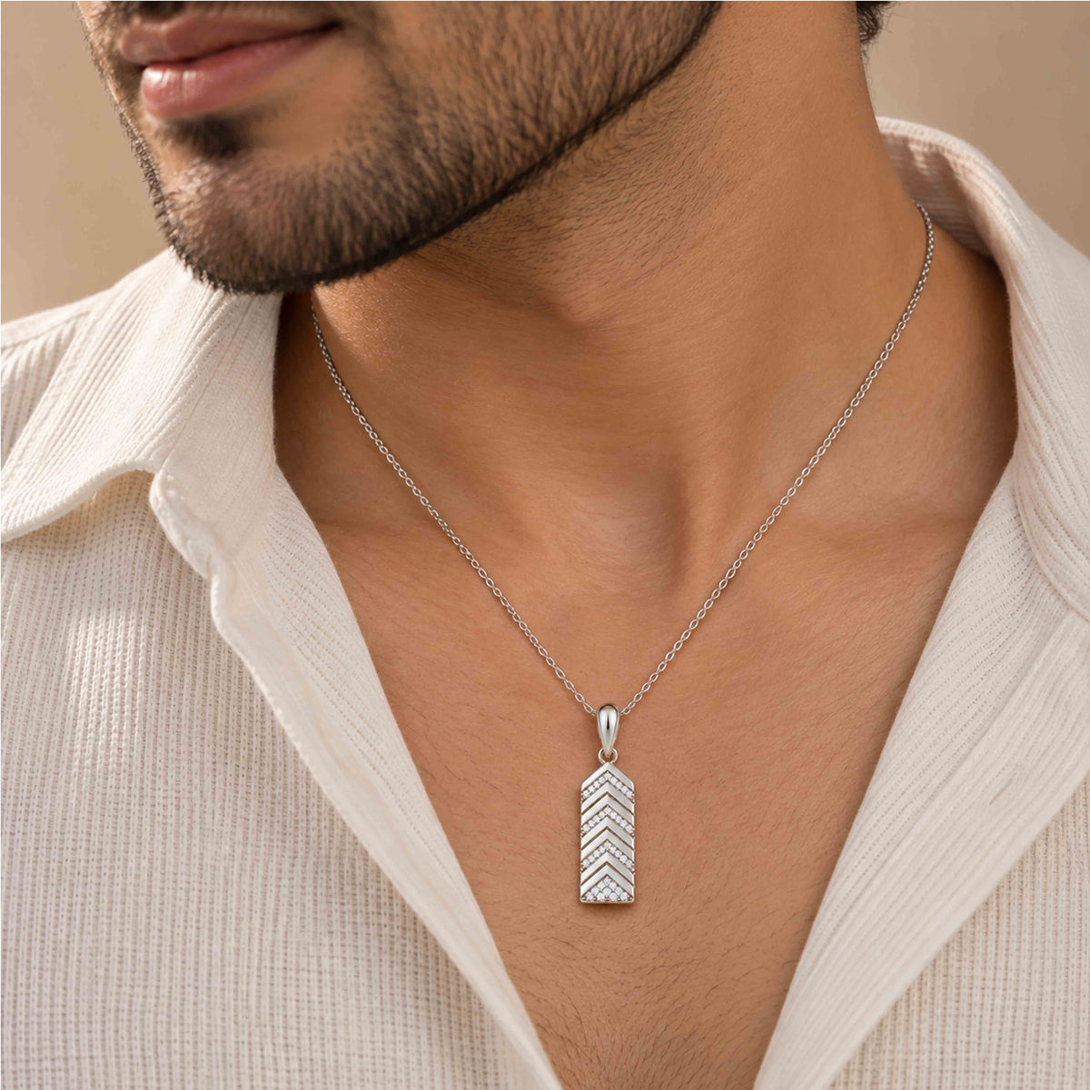 Luxe Arrowline Sparkle Silver Pendant