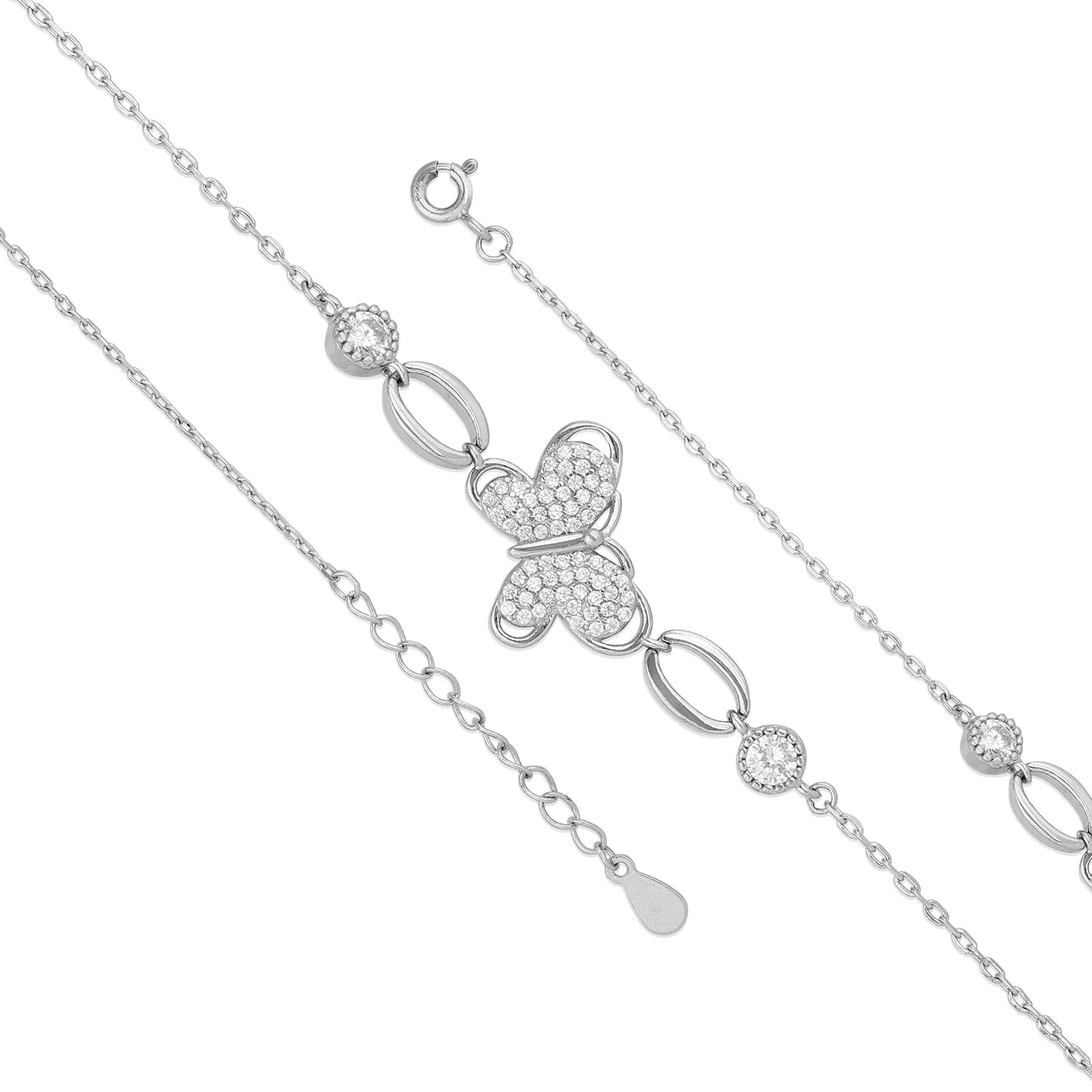 Luxe Oval Link Butterfly 925 Sterling Silver Bracelet for women
