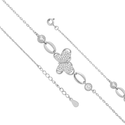 Luxe Oval Link Butterfly 925 Sterling Silver Bracelet for women