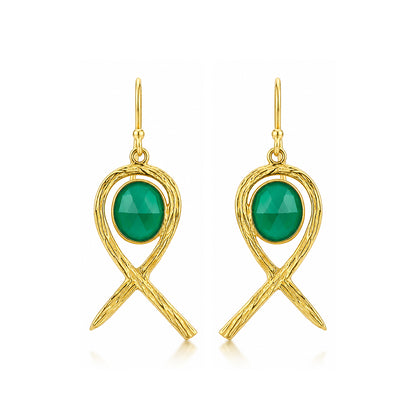 Luxe Green Loop 925 Sterling Silver Fashion Earrings