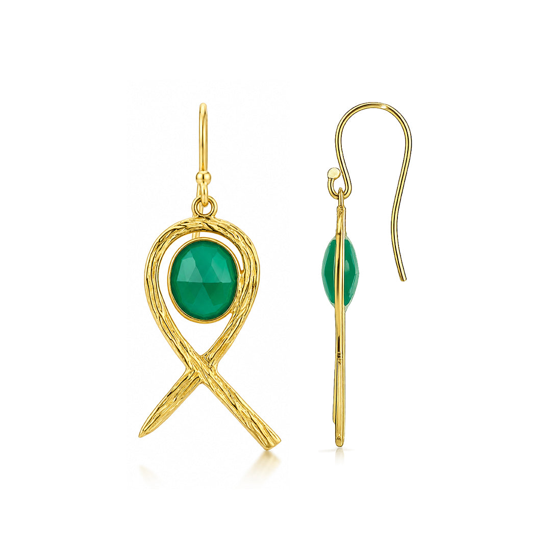 Luxe Green Loop 925 Sterling Silver Fashion Earrings