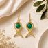 Luxe Green Loop 925 Sterling Silver Fashion Earrings