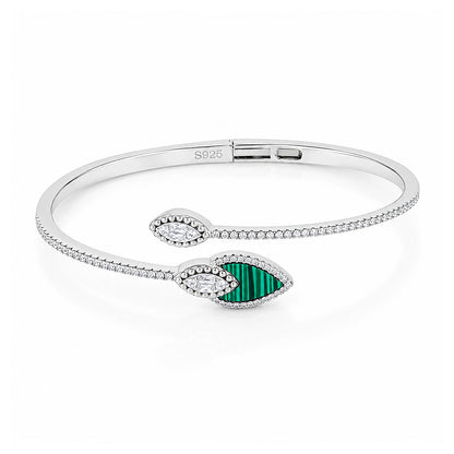 Luxe Malachite Radiance 925 Sterling Silver Kada for Women
