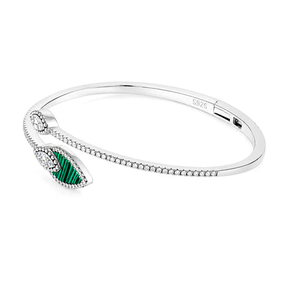 Luxe Malachite Radiance 925 Sterling Silver Kada for Women