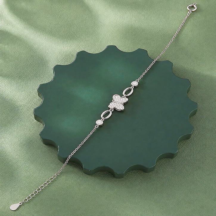 Luxe Oval Link Butterfly 925 Sterling Silver Bracelet for women