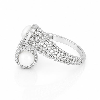 Luxe Popcorn Chain Pearl Elegance 925 Sterling Silver Earring for women