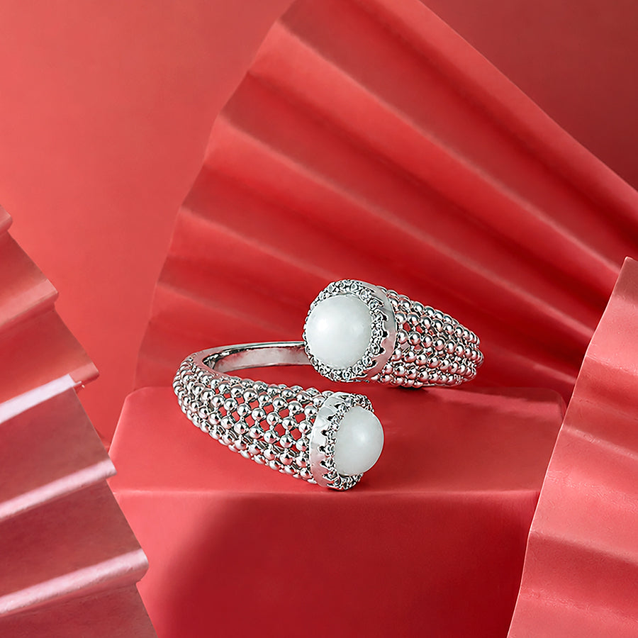 Luxe Popcorn Chain Pearl Elegance 925 Sterling Silver Earring for women