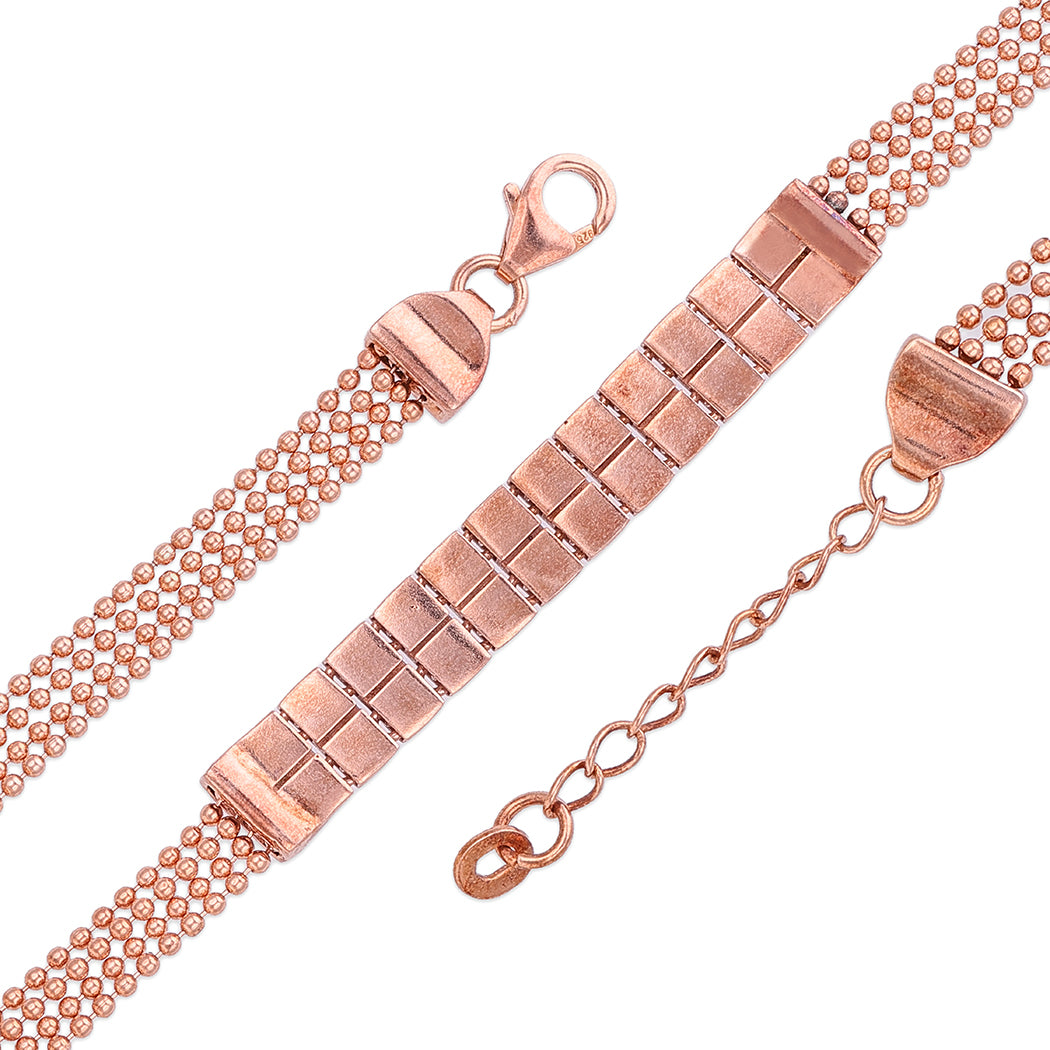 Luxe Rose Gold Multi-Strand Mesh Strap Bracelet