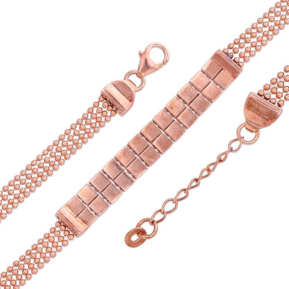 Luxe Rose Gold Multi-Strand Mesh Strap Bracelet
